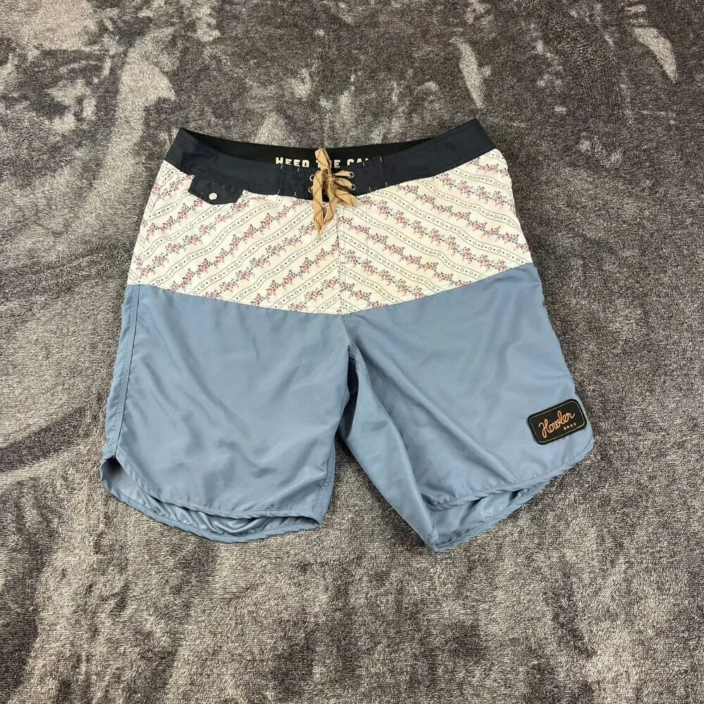 Howler Bros Board Shorts Heed The Call Floral Blue Men's 36 9.5